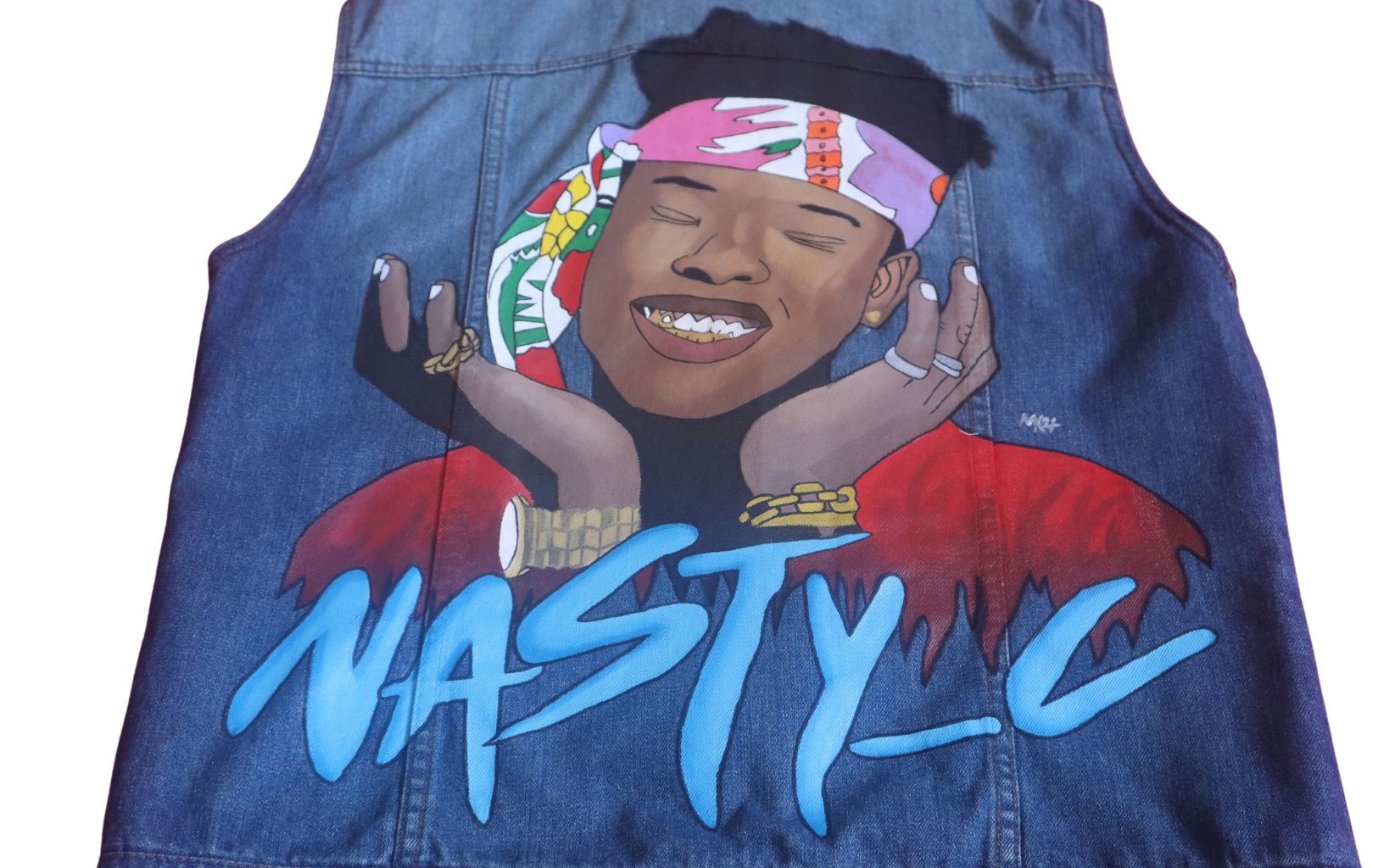 Animated Portrait painting - Denim Vest/Jacket